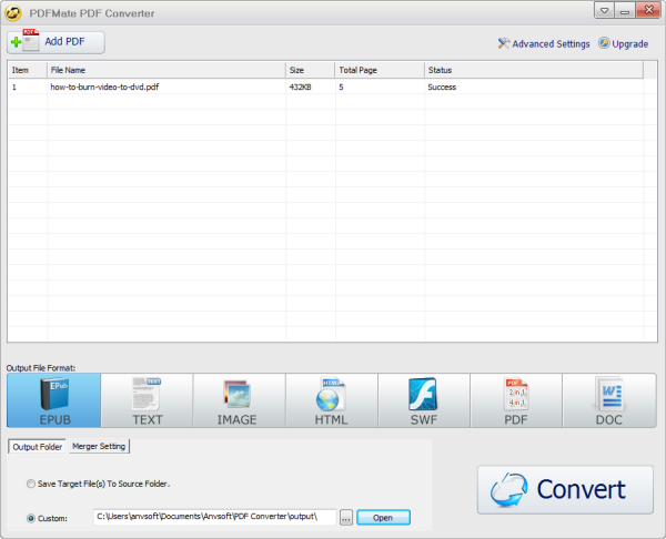 PDFmate free pdf to epub converter