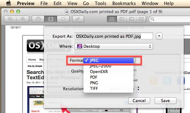 PDF to JPG Image Using Preview