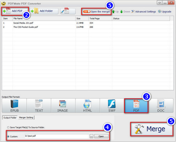 PDFMate Merge PDF Files Steps