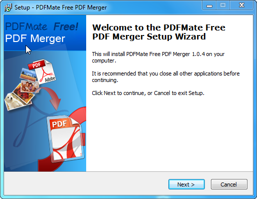 PDFMate PDF Merger Welcome