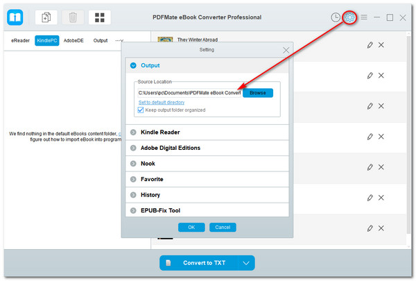 setlect output setting