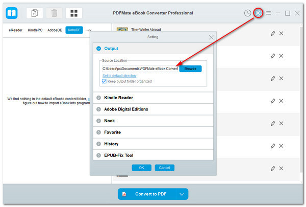 setlect output setting