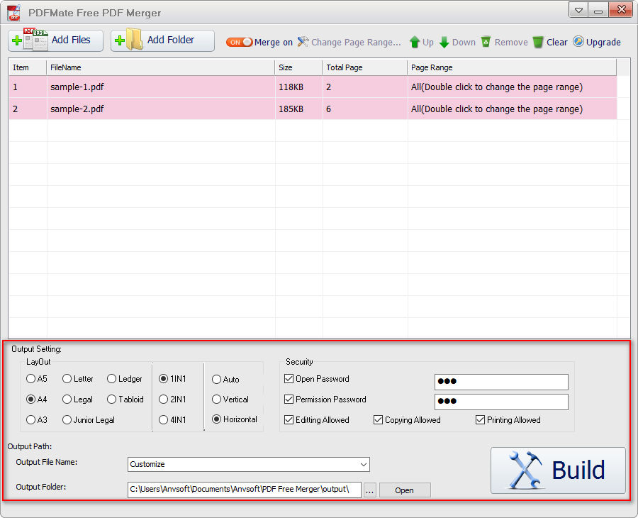 Output format and path